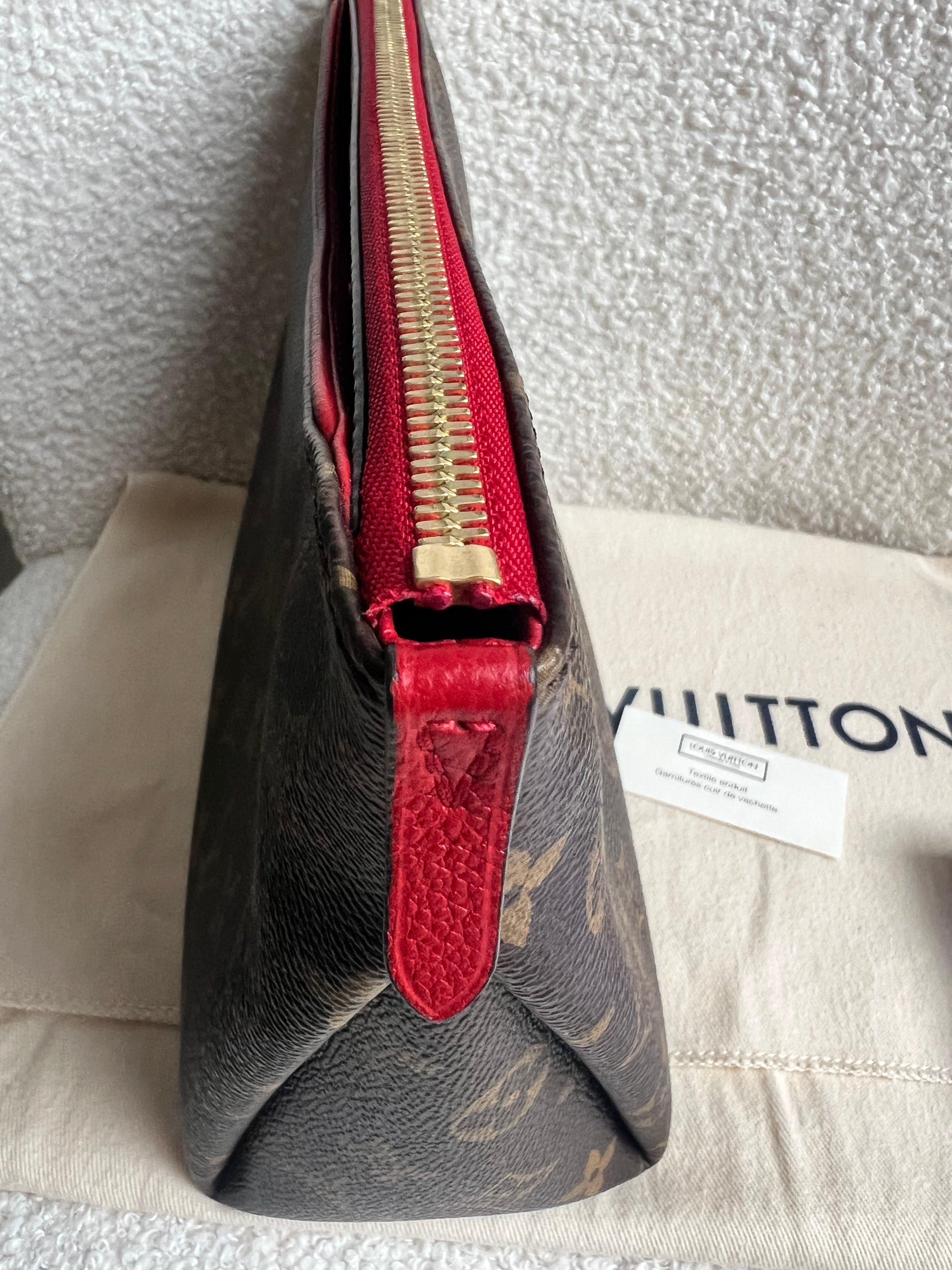 Louis Vuitton Red and Monogram Pallas Trousse Cosmetic Pouch