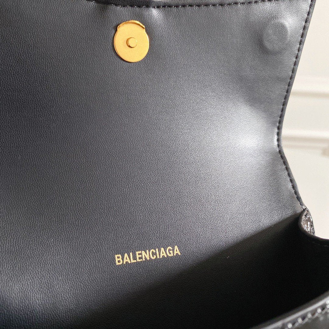 Balenciaga Hourglass XS Handbag In Black, For Women, WomenÃƒÂ¢Ã¢â€šÂ¬Ã¢â€žÂ¢s Bags 7.4in/19cm