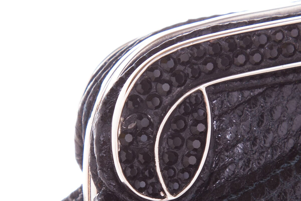 Judith Leiber Vintage Black Snake & Crystal  Clutch