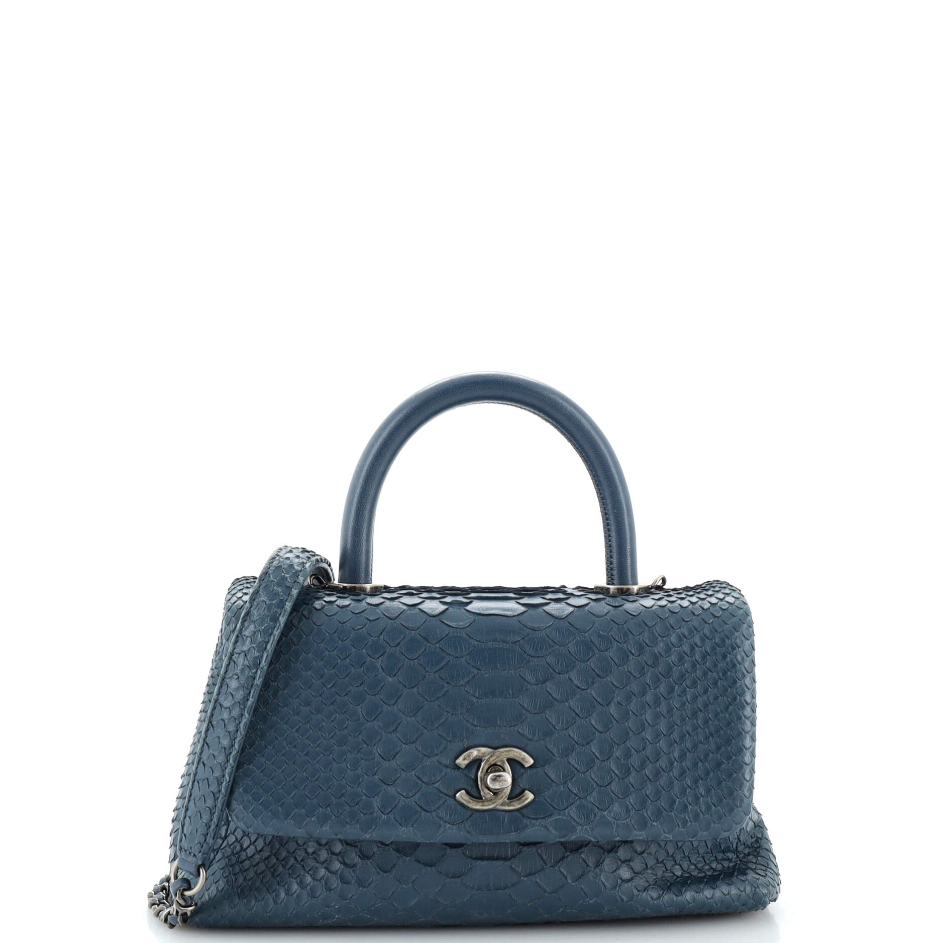 CHANEL Coco Top Handle Bag Python Mini