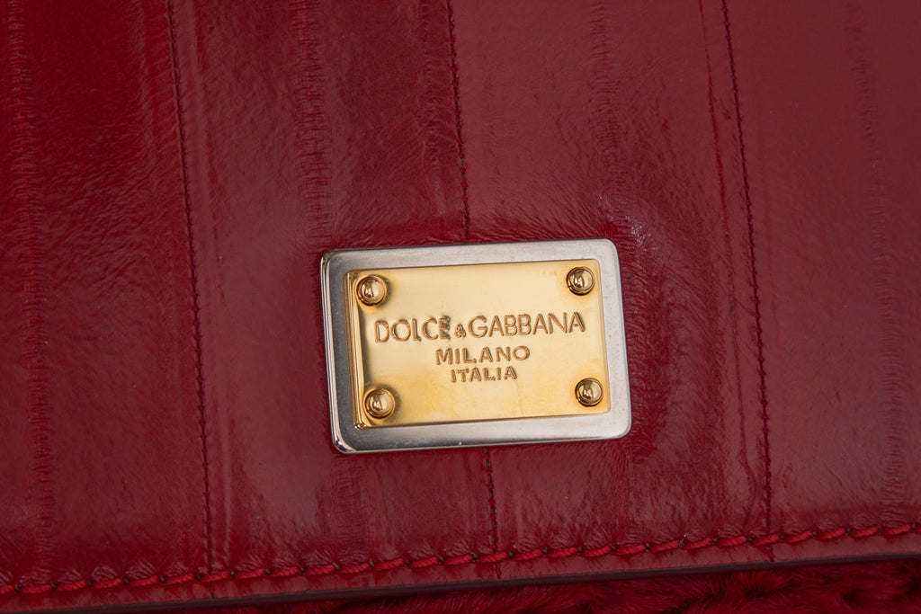 Dolce & Gabbana Red Fur & Leather Shoulder Bag