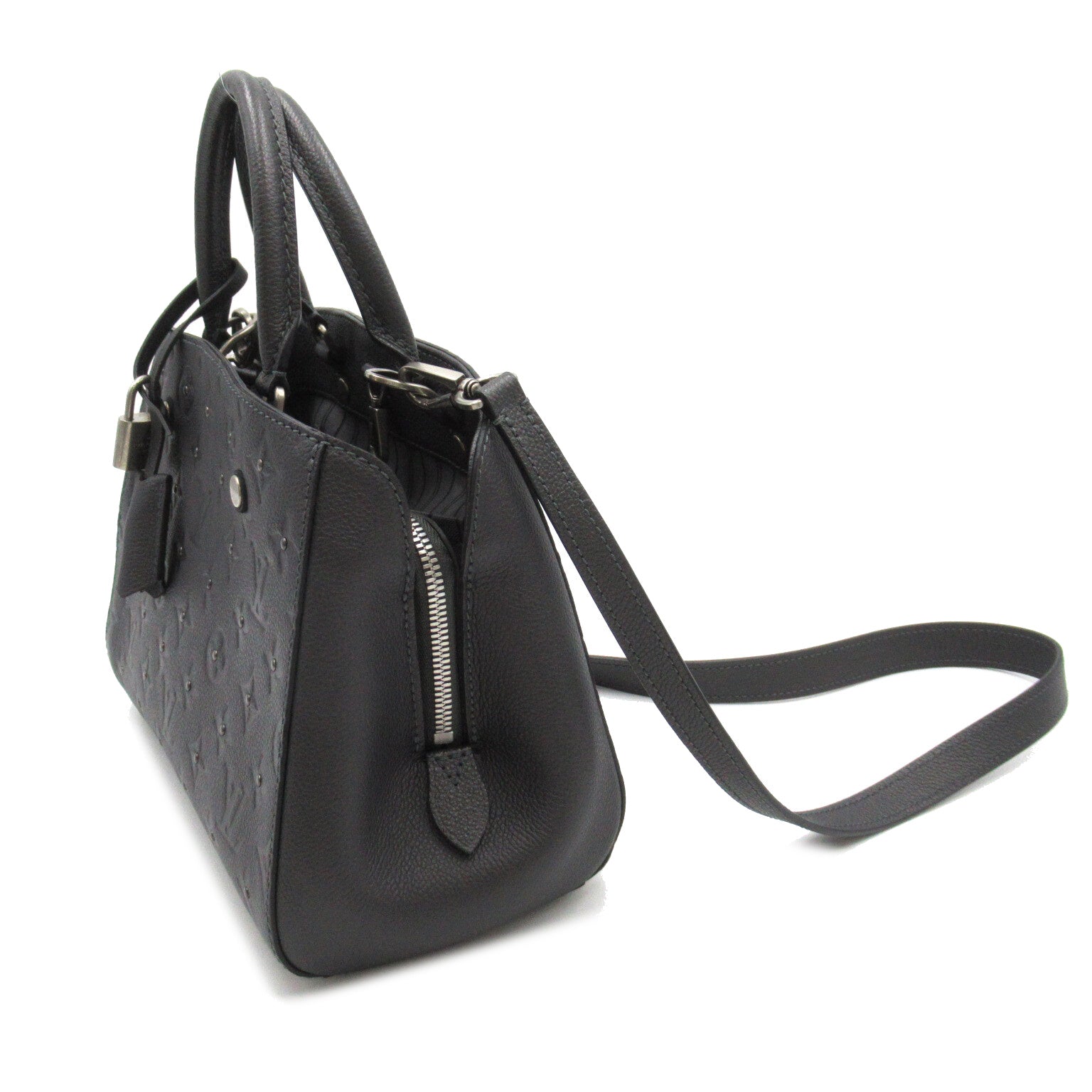 Louis Vuitton Montaigne BB 2w Shoulder Bag Leather Monogram Emplant  Grey Platinum M50665