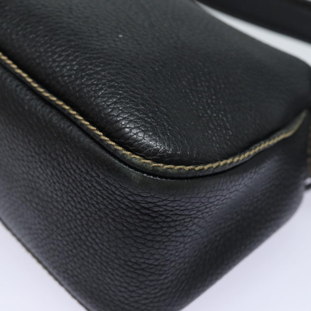 CHANEL Shoulder Bag Leather Black Silver CC 87033