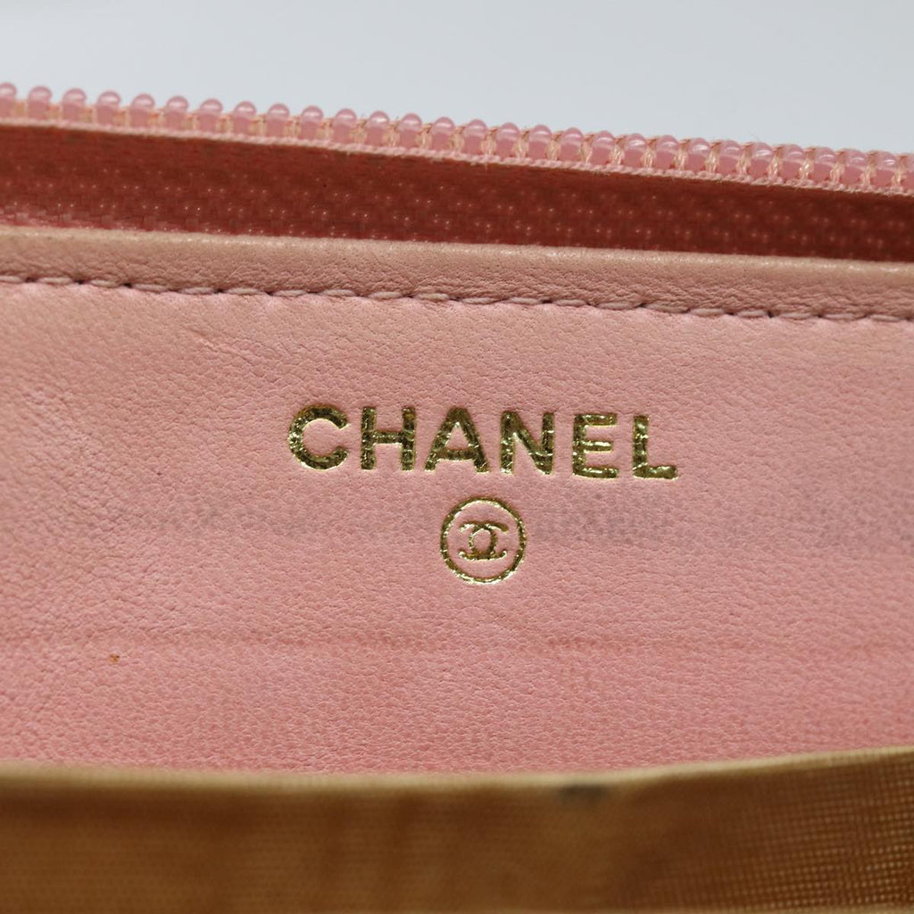 CHANEL COCO Mark Long Wallet Caviar Skin Pink Gold CC 87035