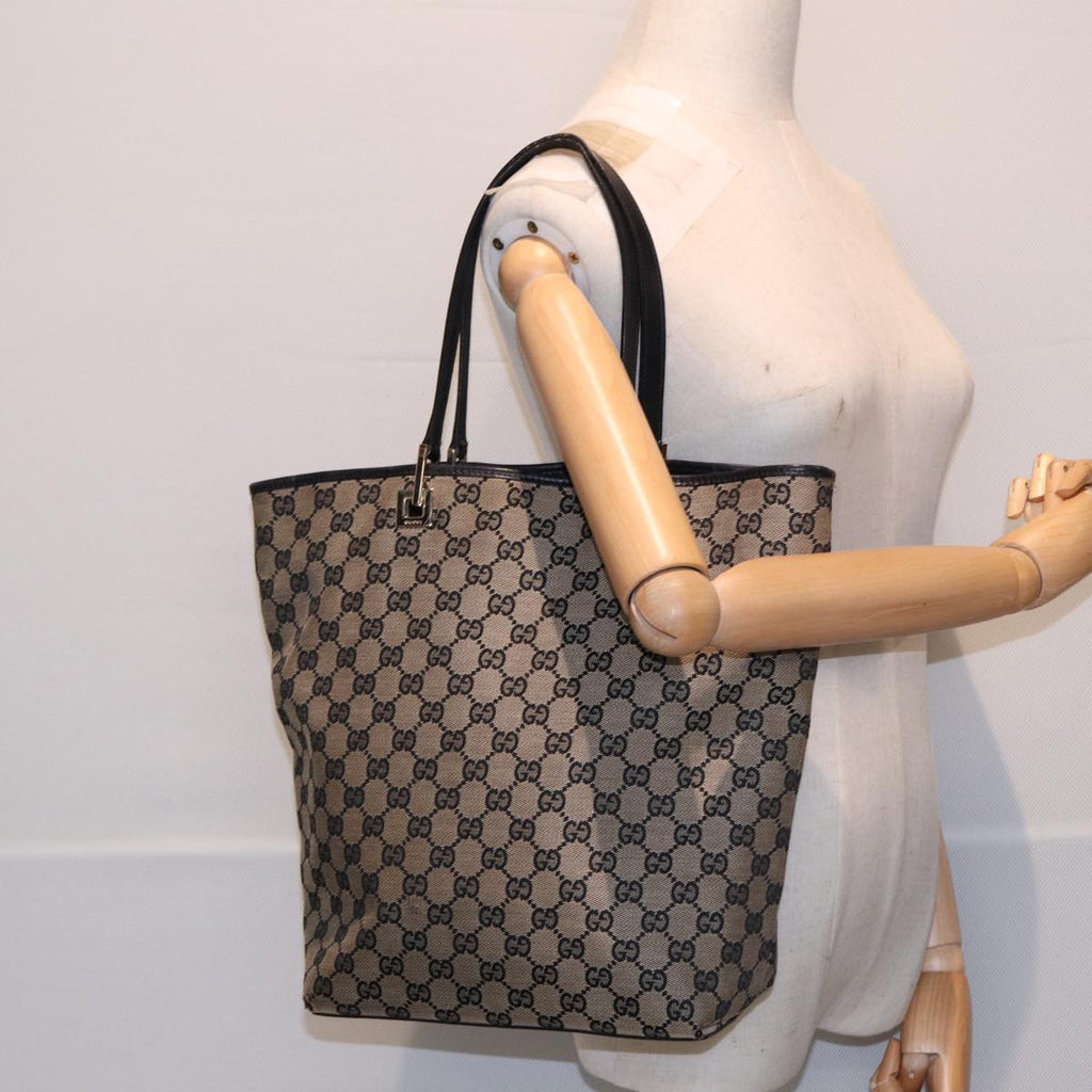 GUCCI GG Canvas Tote Bag Beige Navy Silver 002 1098 1705 87045