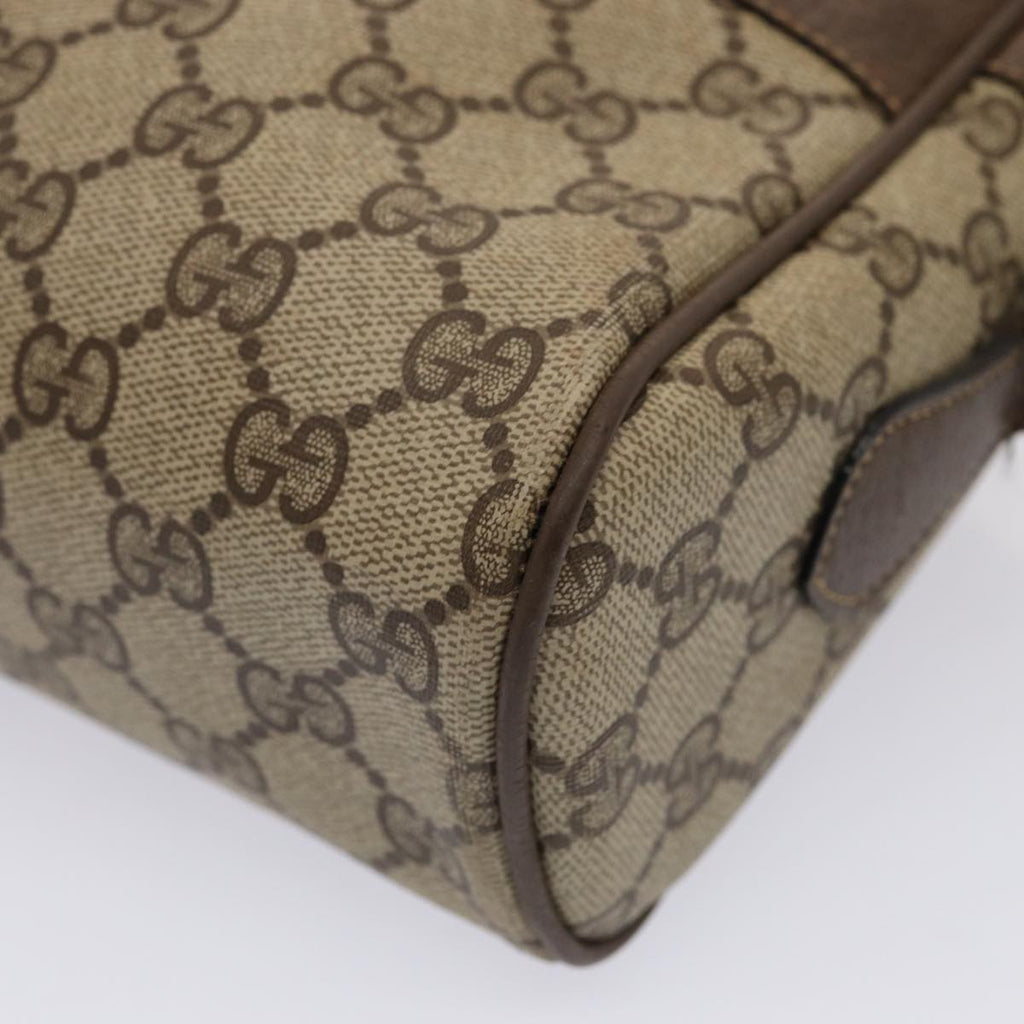 GUCCI GG Supreme Web Sherry Line Shoulder Bag PVC Leather Beige Gold 87052