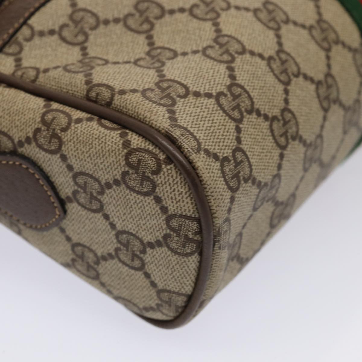 GUCCI GG Supreme Web Sherry Line Shoulder Bag PVC Leather Beige Gold 87052