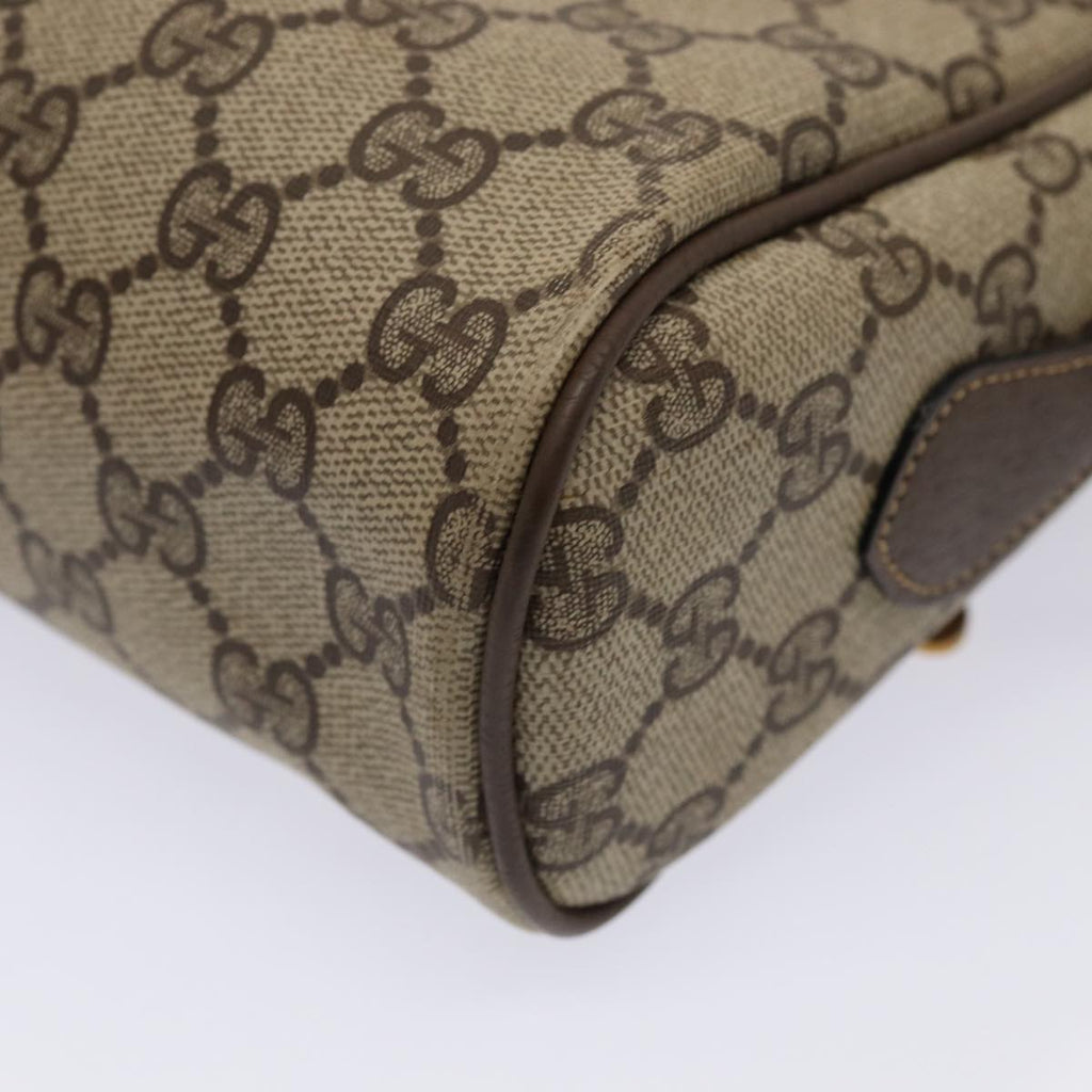 GUCCI GG Supreme Web Sherry Line Shoulder Bag PVC Leather Beige Gold 87052