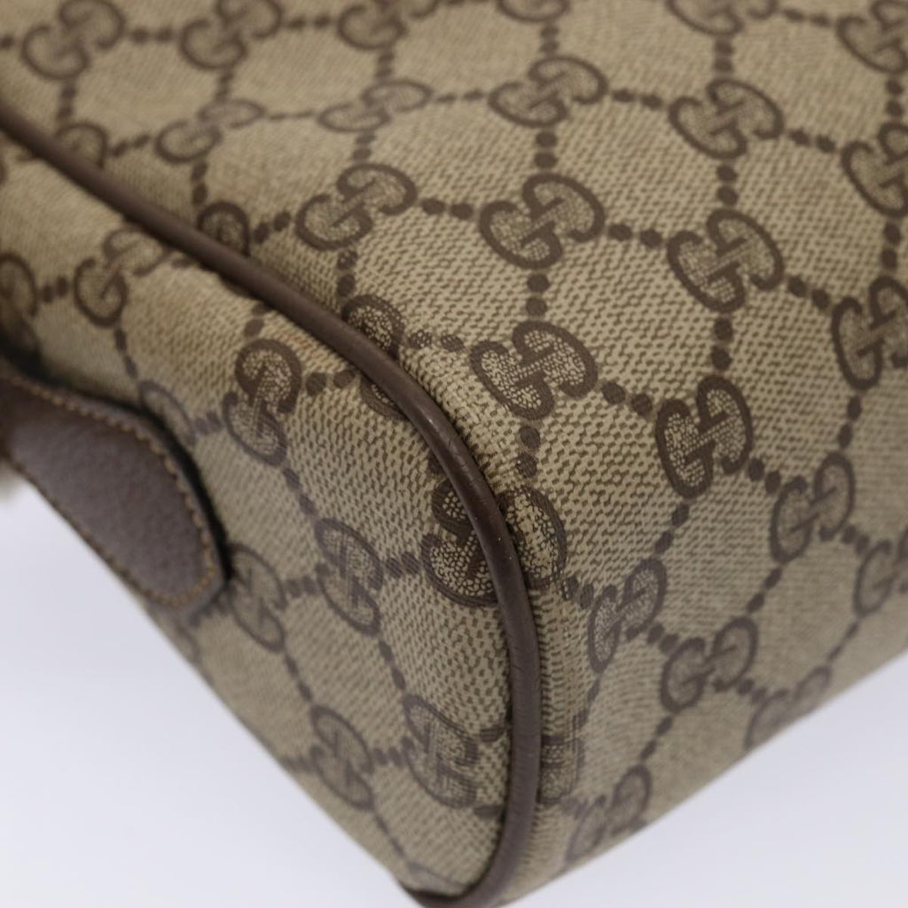 GUCCI GG Supreme Web Sherry Line Shoulder Bag PVC Leather Beige Gold 87052