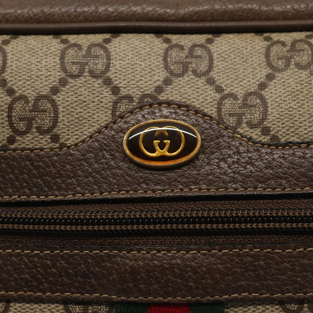 GUCCI GG Supreme Web Sherry Line Shoulder Bag PVC Leather Beige Gold 87052