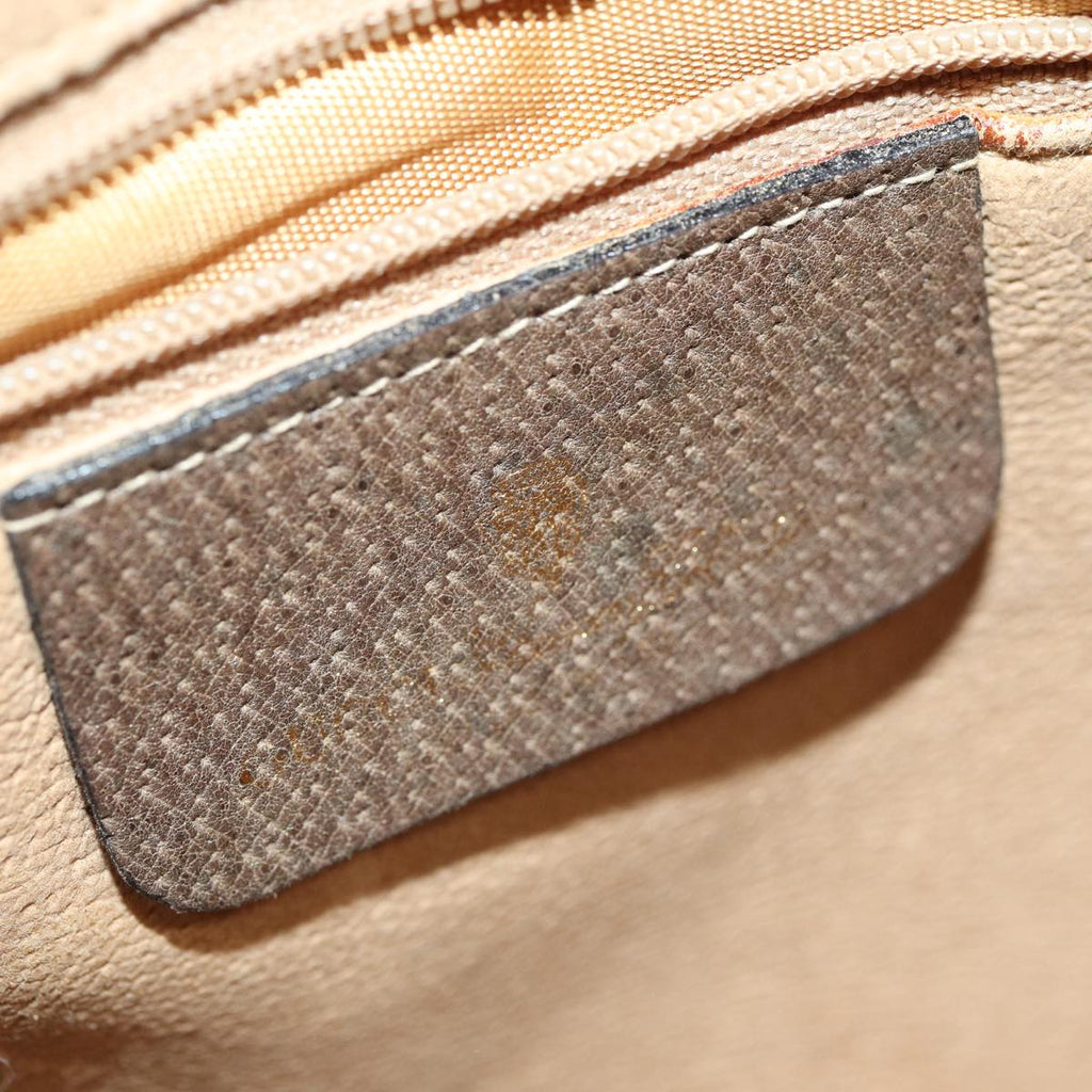 GUCCI GG Supreme Web Sherry Line Shoulder Bag PVC Leather Beige Gold 87052