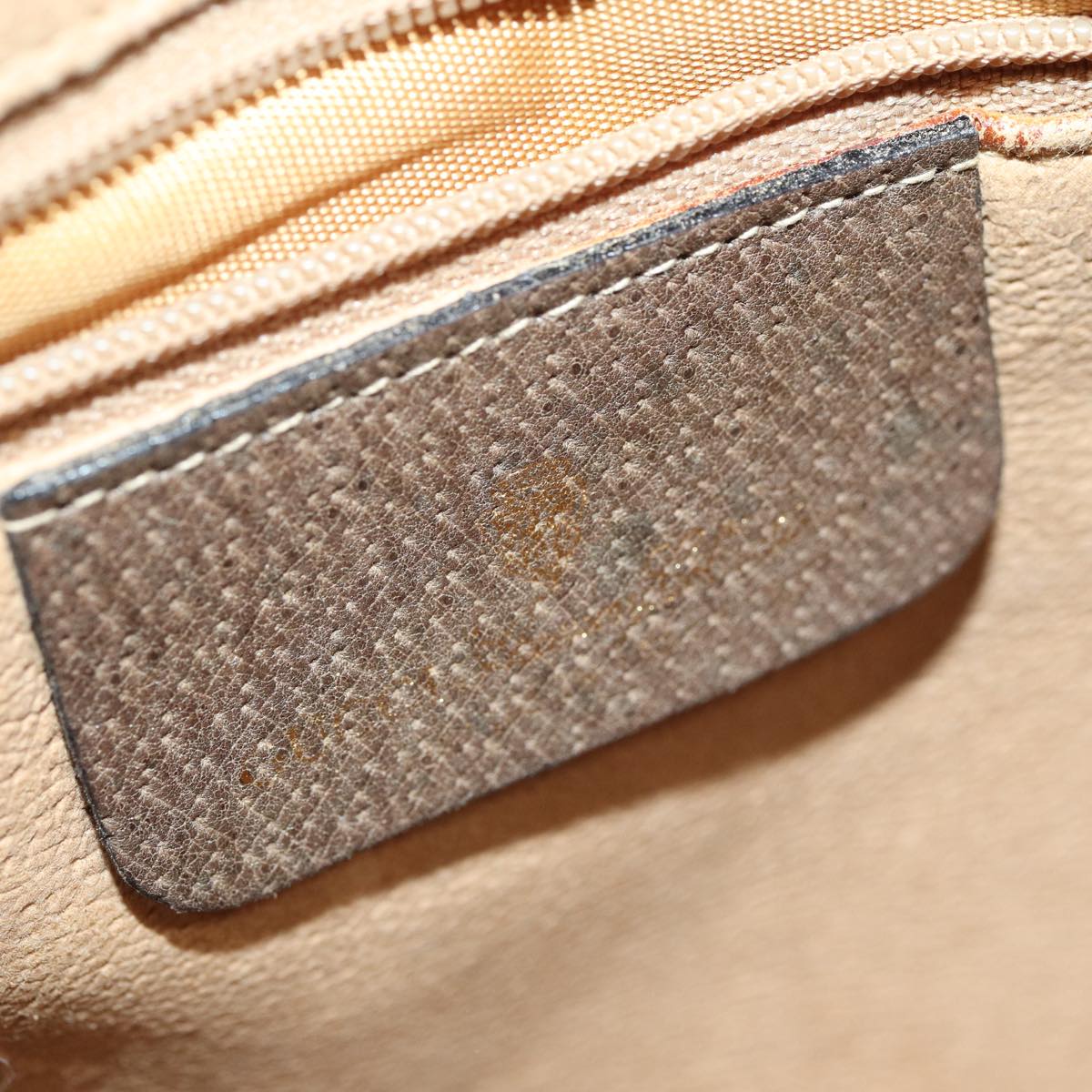 GUCCI GG Supreme Web Sherry Line Shoulder Bag PVC Leather Beige Gold 87052