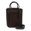 GUCCI Hand Bag Leather 2way Brown Silver 87061
