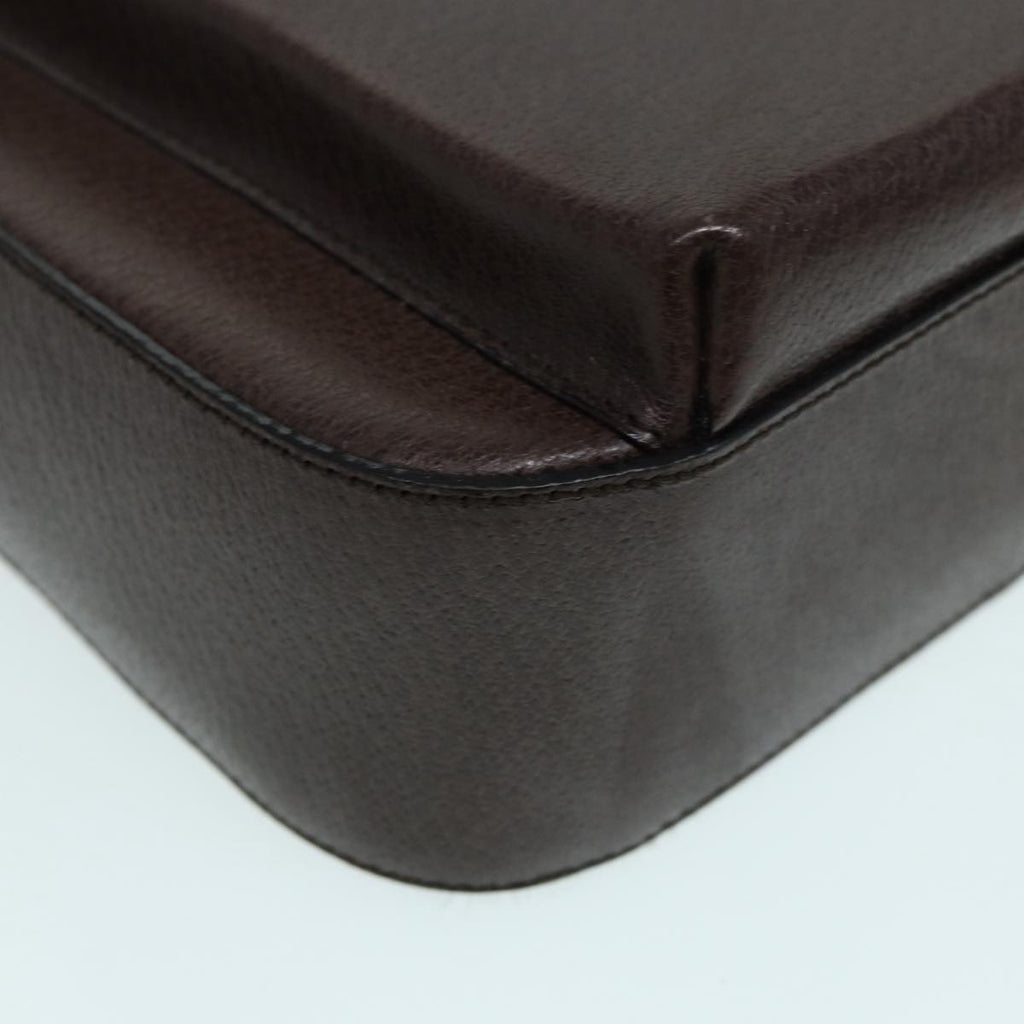 GUCCI Hand Bag Leather 2way Brown Silver 87061