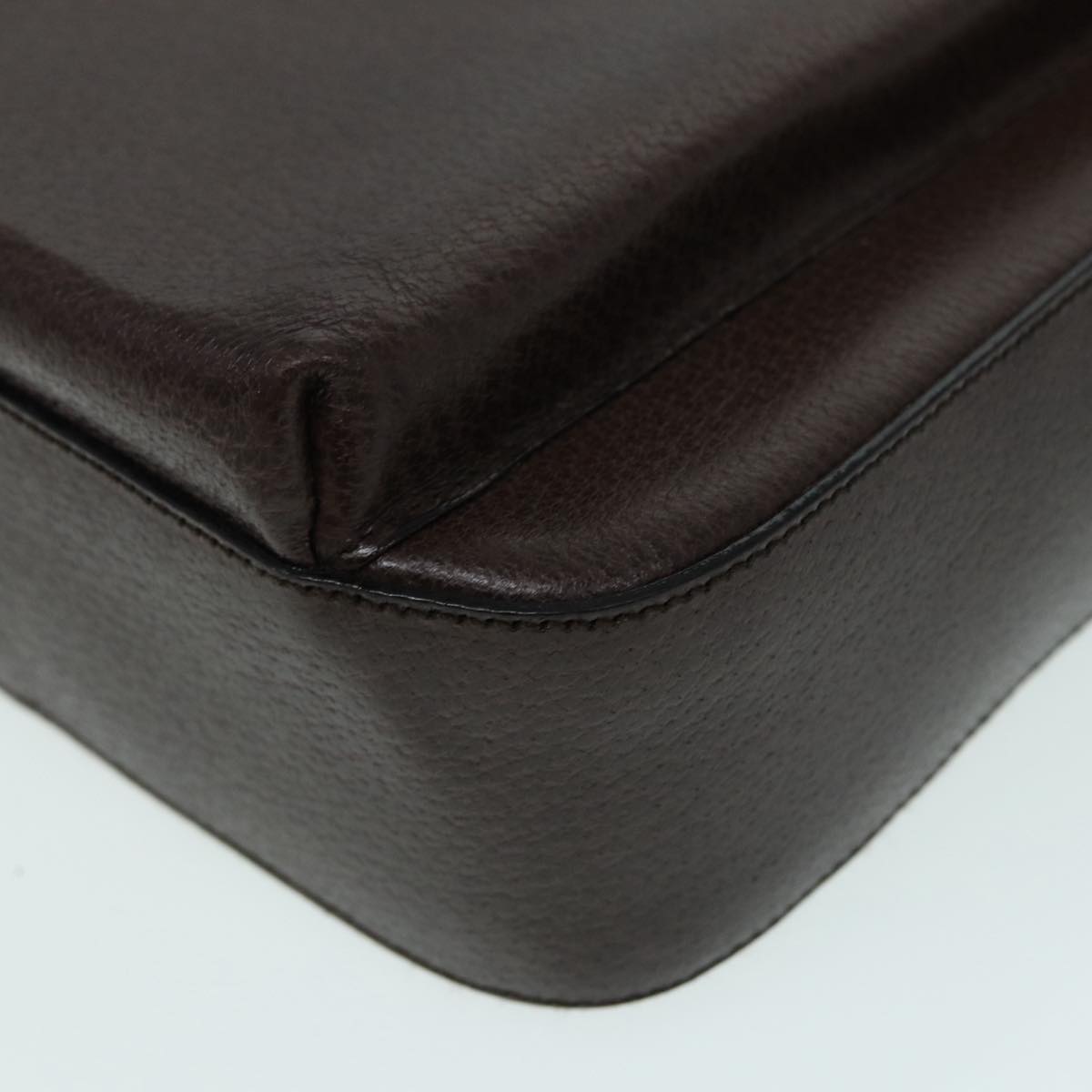 GUCCI Hand Bag Leather 2way Brown Silver 87061