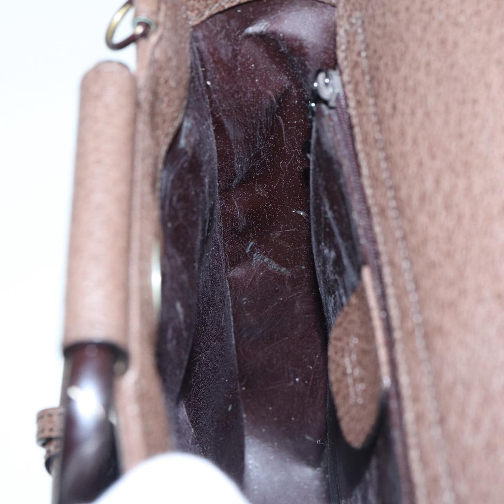 GUCCI Hand Bag Leather 2way Brown Silver 87061