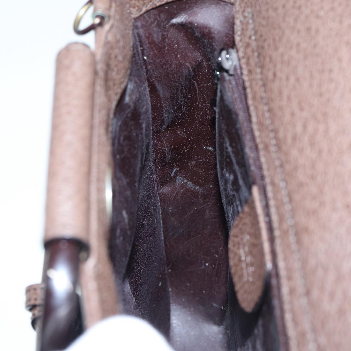GUCCI Hand Bag Leather 2way Brown Silver 87061
