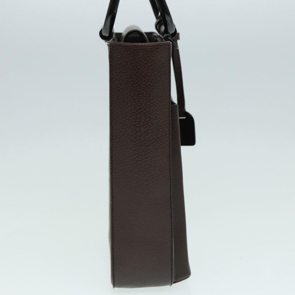 GUCCI Hand Bag Leather 2way Brown Silver 87061