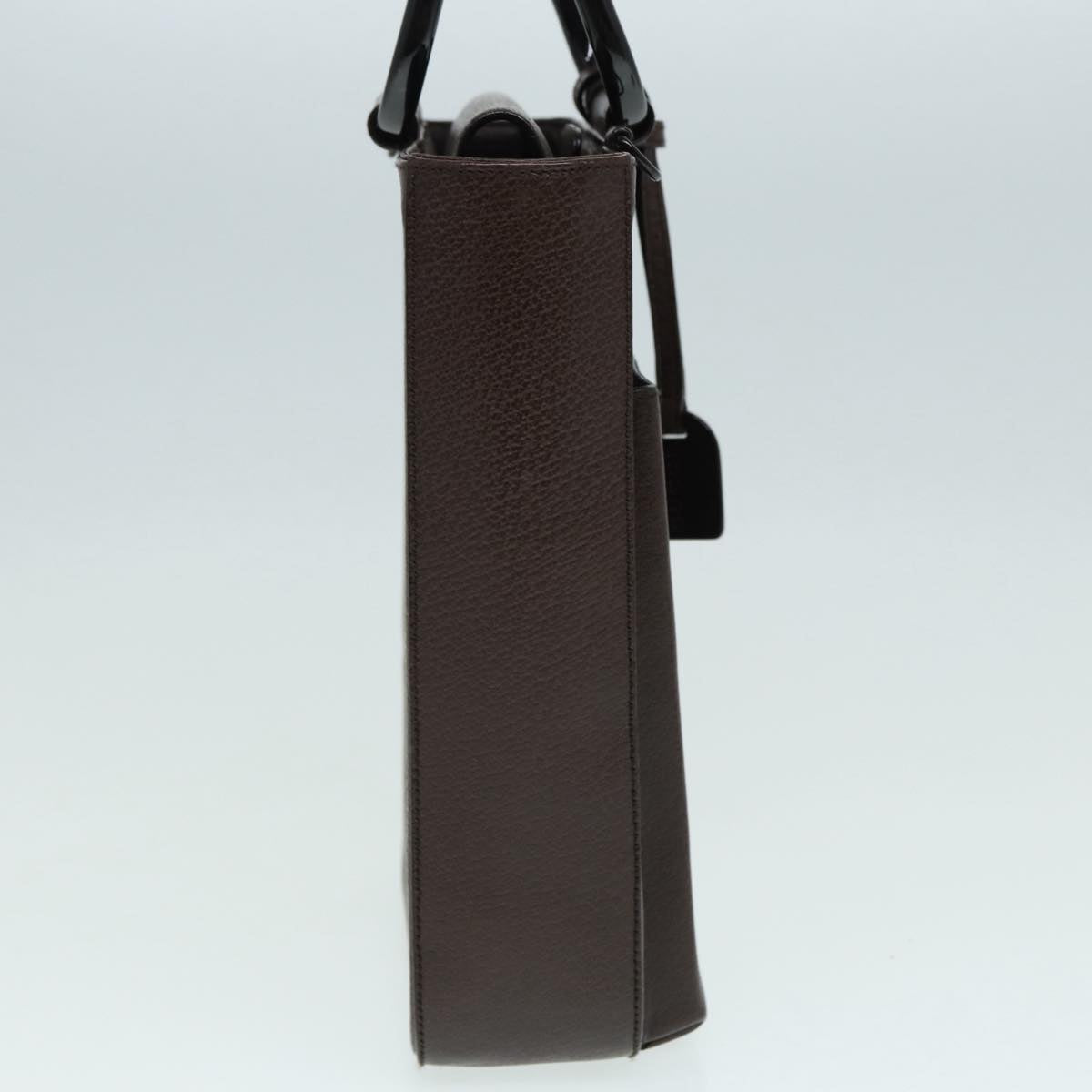 GUCCI Hand Bag Leather 2way Brown Silver 87061