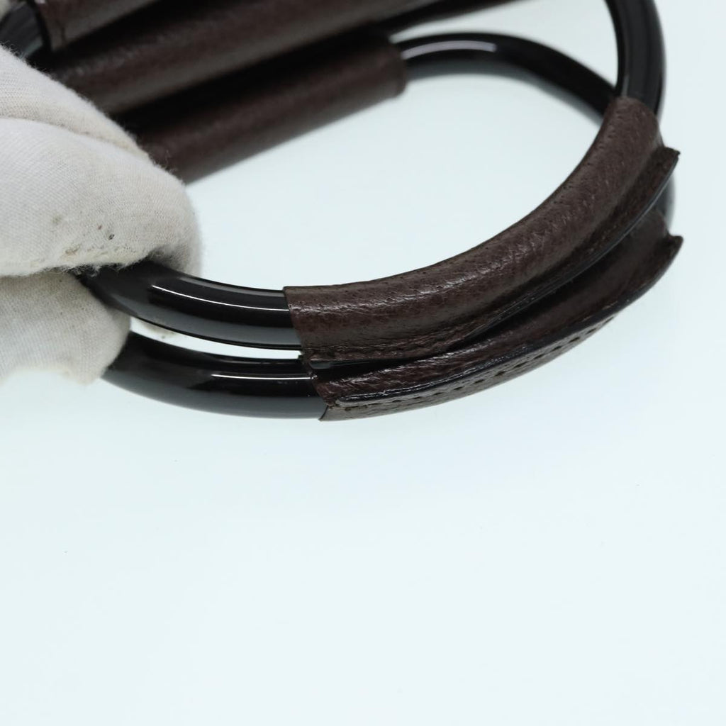 GUCCI Hand Bag Leather 2way Brown Silver 87061