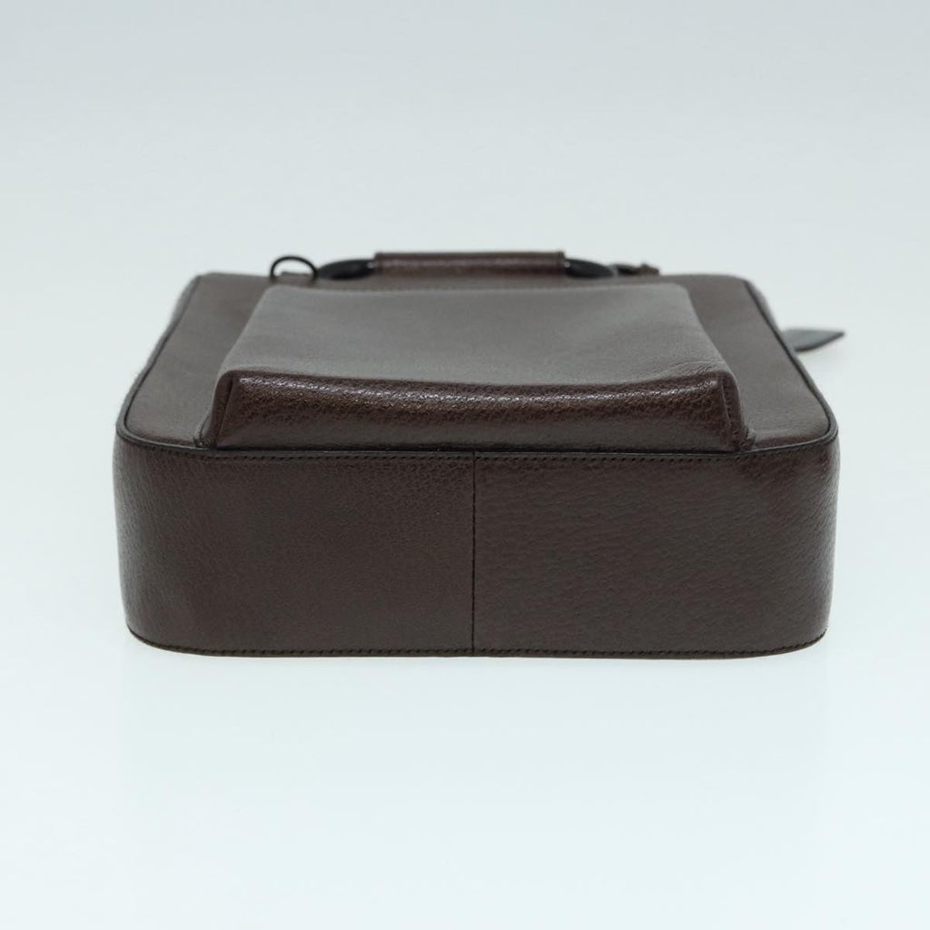 GUCCI Hand Bag Leather 2way Brown Silver 87061