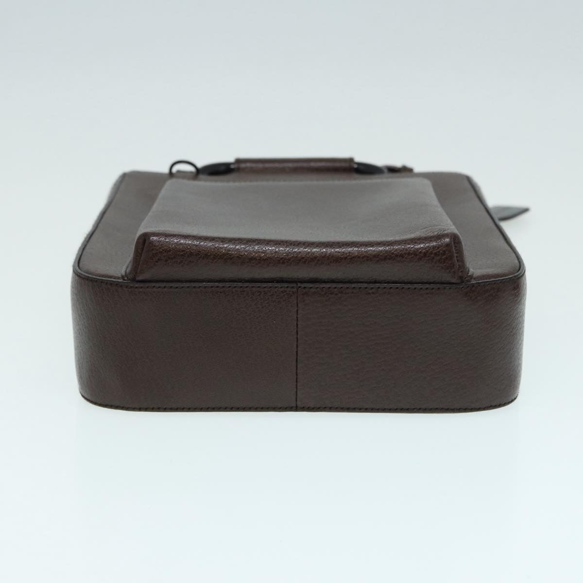 GUCCI Hand Bag Leather 2way Brown Silver 87061