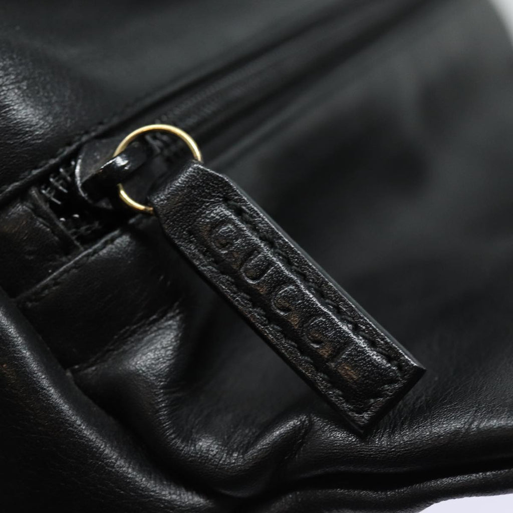 GUCCI Bamboo Hand Bag Leather Black Gold 000 2865 0575 87062