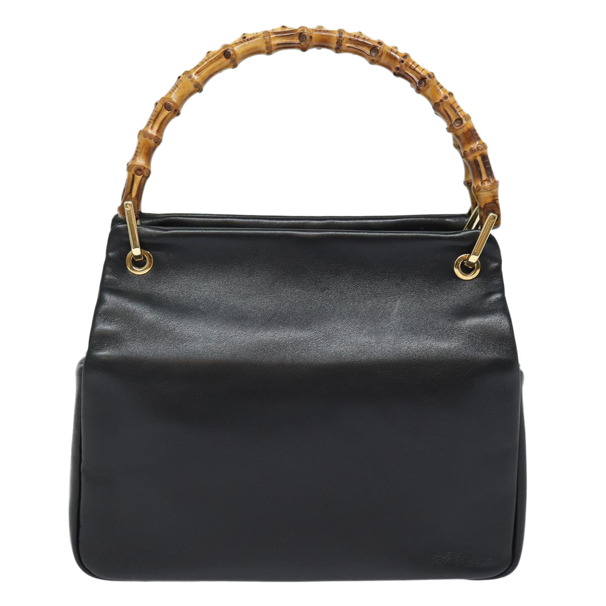 GUCCI Bamboo Hand Bag Leather Black Gold 000 2865 0575 87062