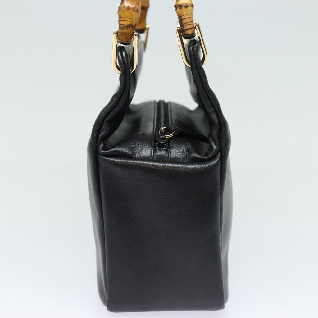 GUCCI Bamboo Hand Bag Leather Black Gold 000 2865 0575 87062