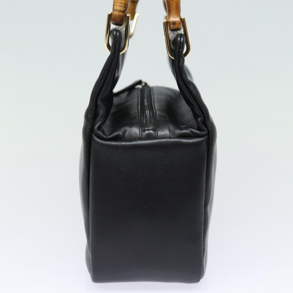 GUCCI Bamboo Hand Bag Leather Black Gold 000 2865 0575 87062