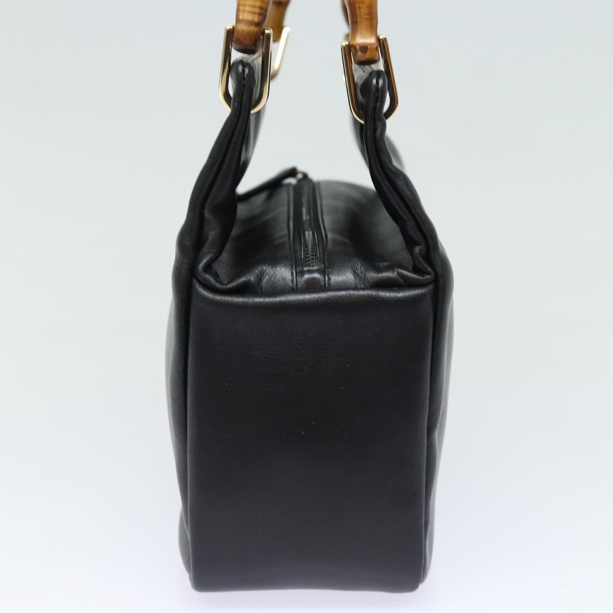 GUCCI Bamboo Hand Bag Leather Black Gold 000 2865 0575 87062