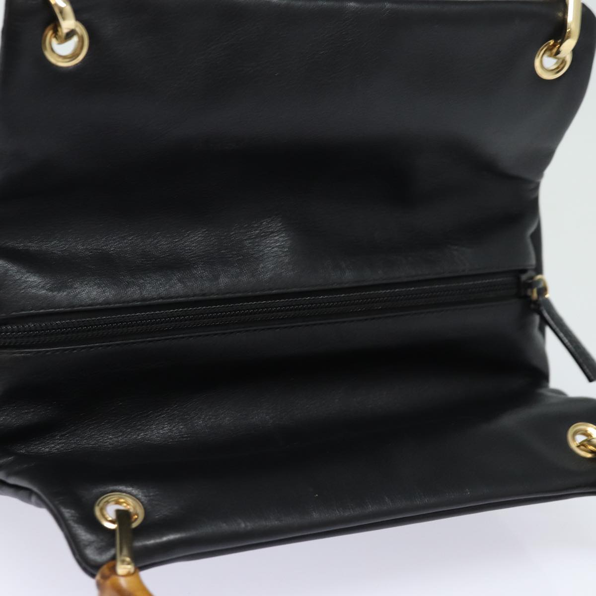 GUCCI Bamboo Hand Bag Leather Black Gold 000 2865 0575 87062