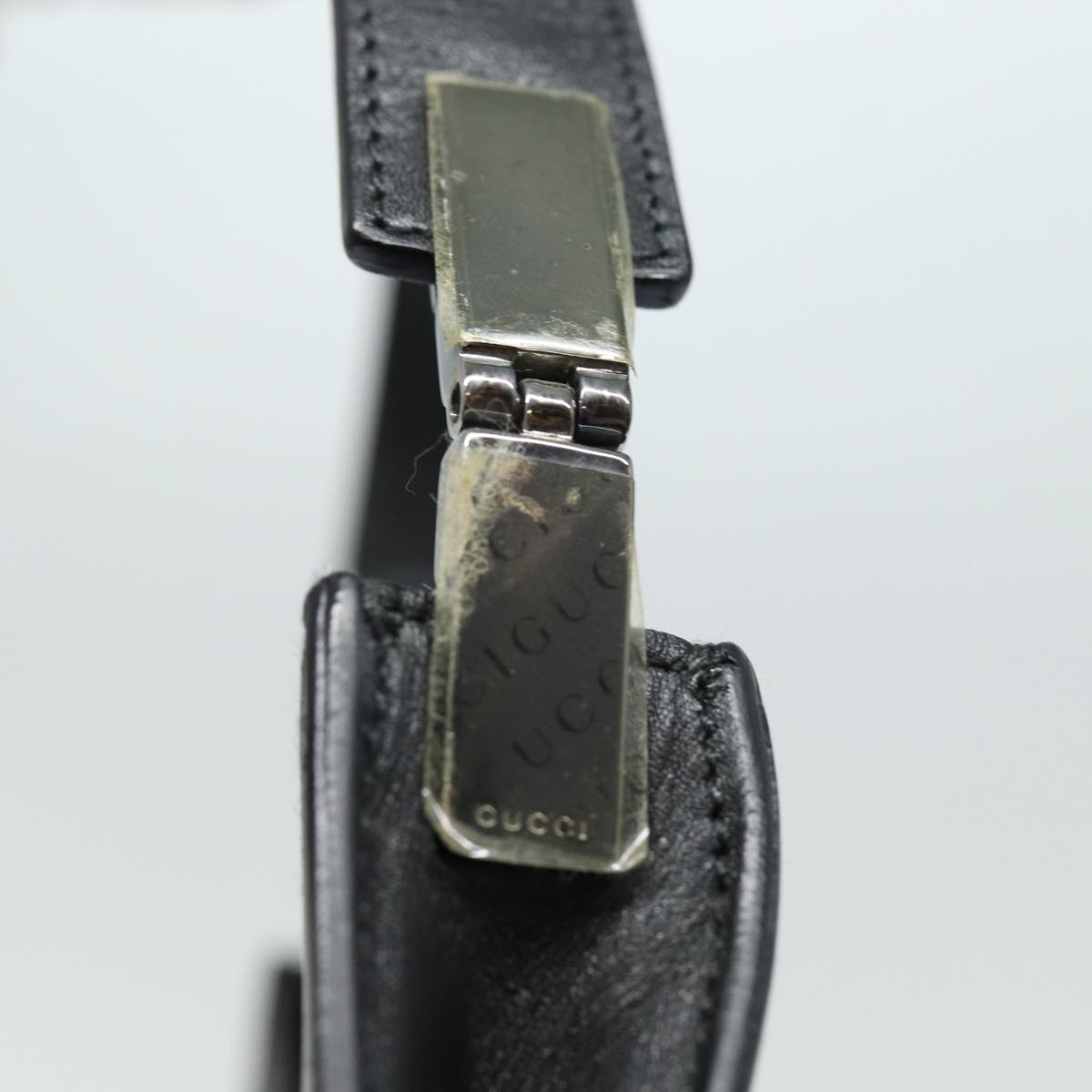 GUCCI Shoulder Bag Leather Black Silver 001 3767 87073