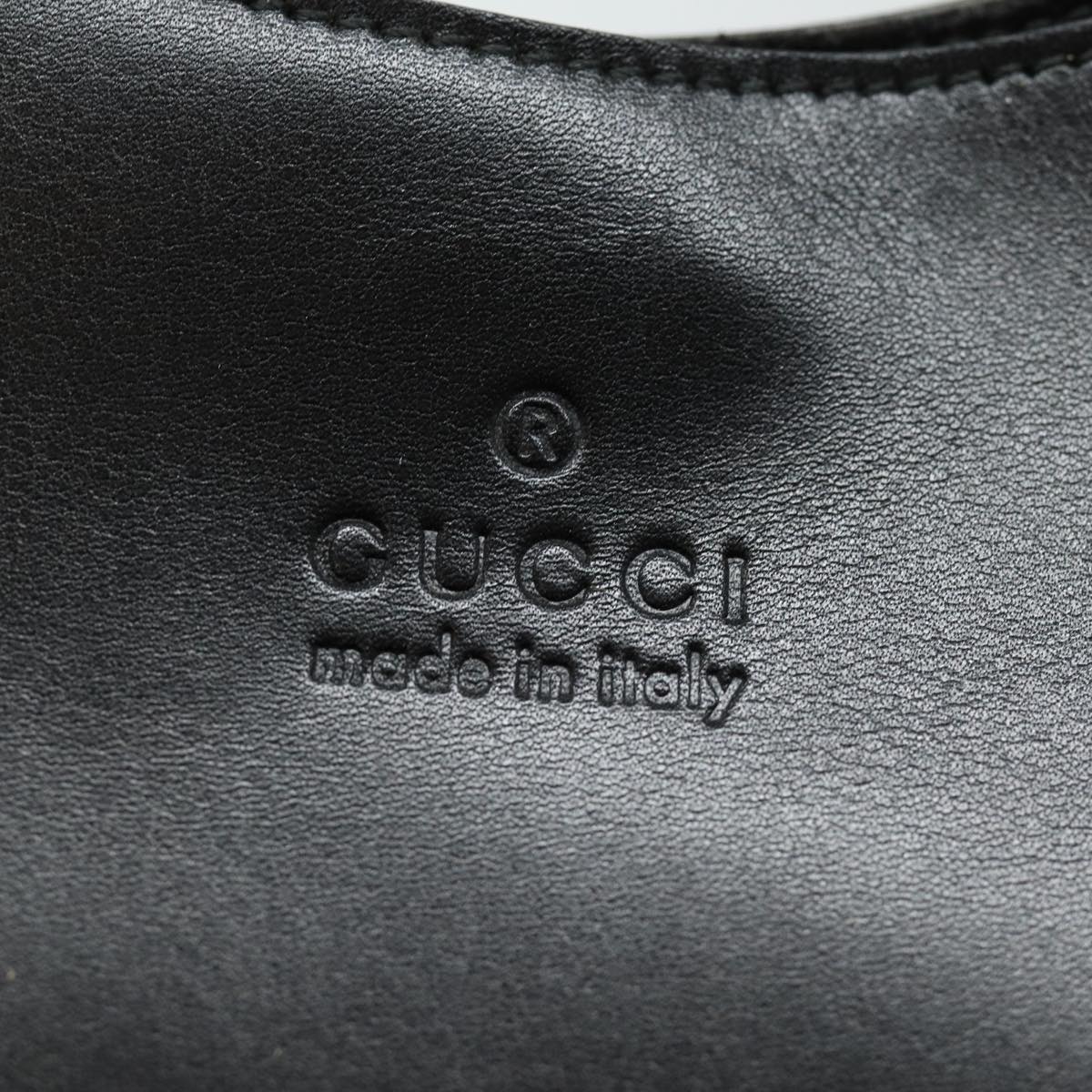 GUCCI Shoulder Bag Leather Black Silver 001 3767 87073