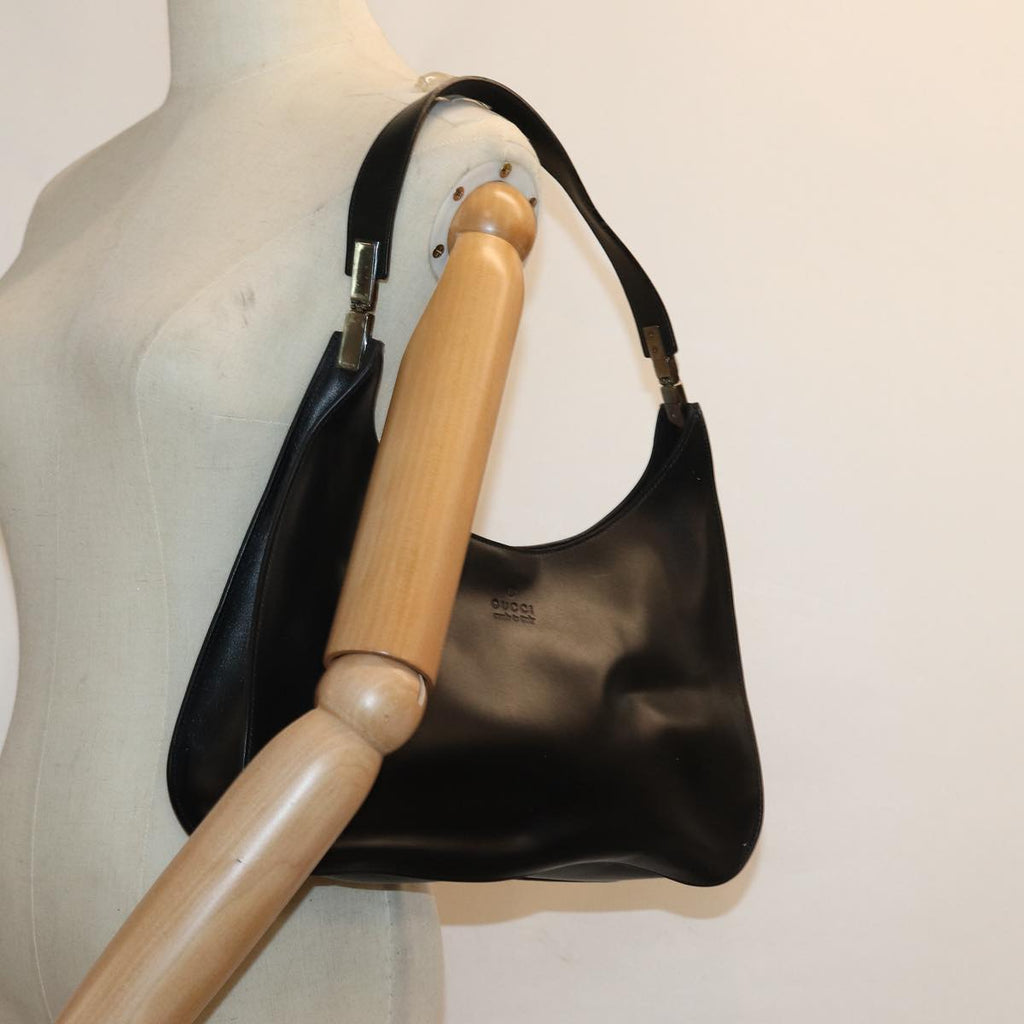 GUCCI Shoulder Bag Leather Black Silver 001 3767 87073