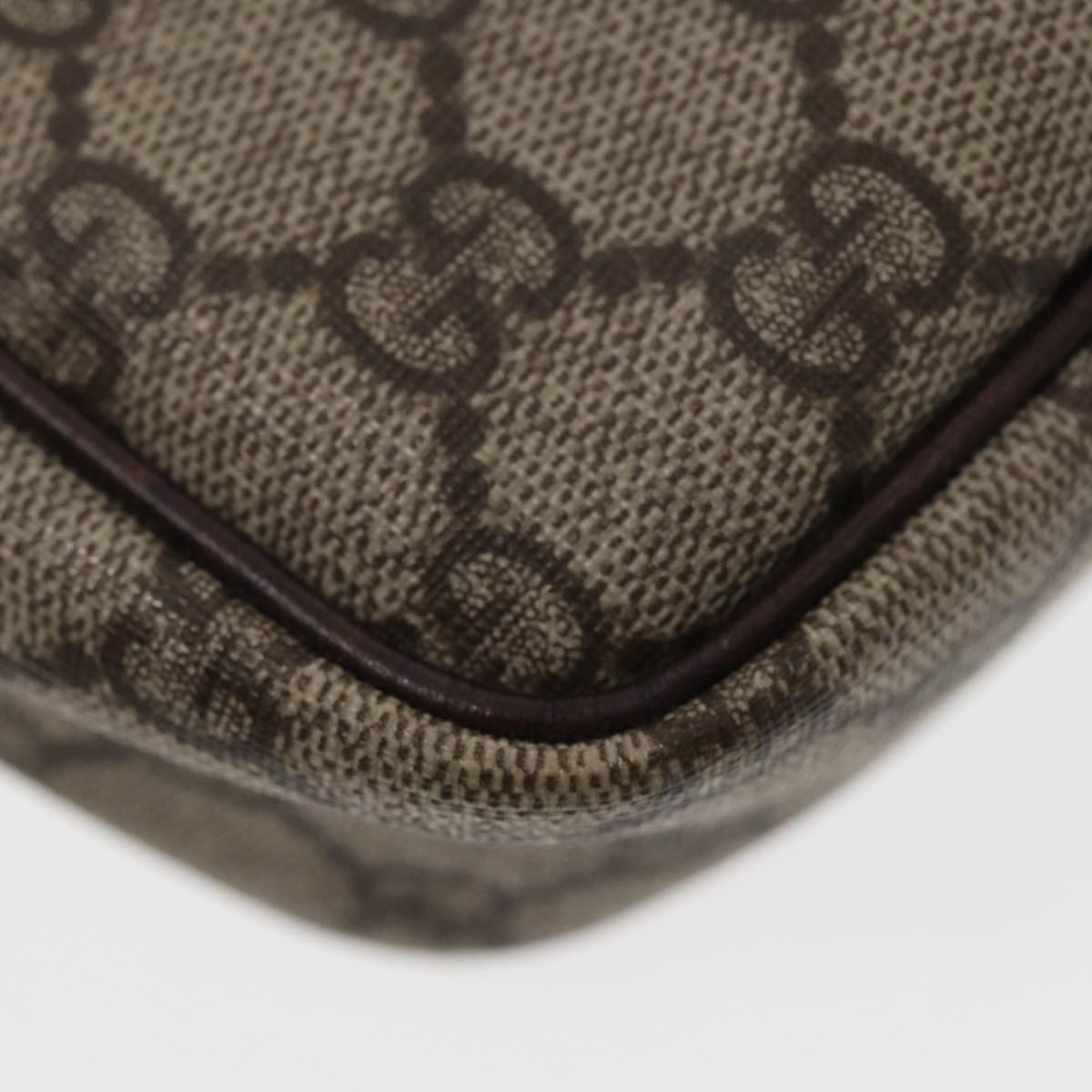 GUCCI GG Supreme Shoulder Bag PVC Leather Beige Silver 114291 87094