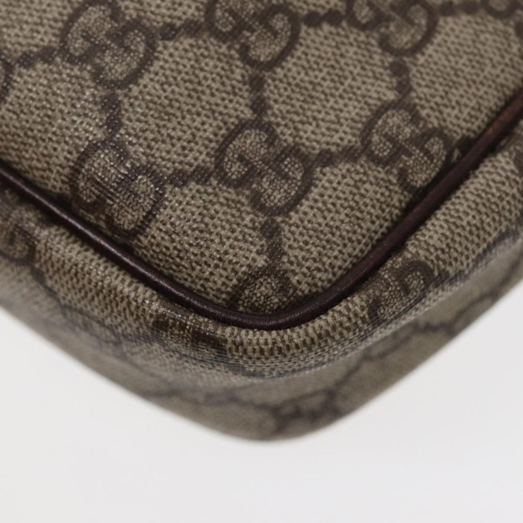 GUCCI GG Supreme Shoulder Bag PVC Leather Beige Silver 114291 87094
