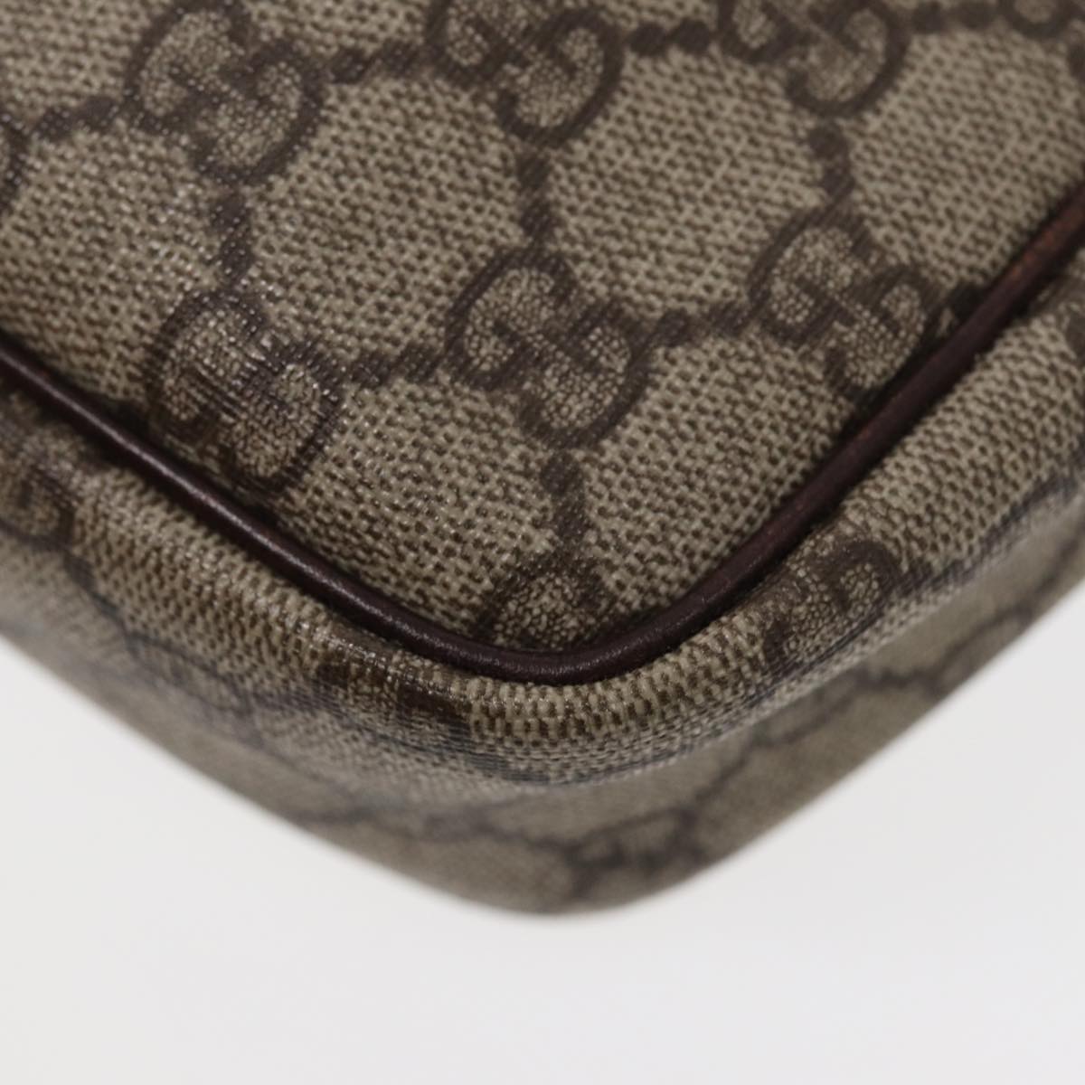 GUCCI GG Supreme Shoulder Bag PVC Leather Beige Silver 114291 87094