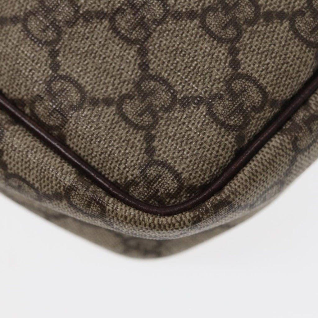 GUCCI GG Supreme Shoulder Bag PVC Leather Beige Silver 114291 87094