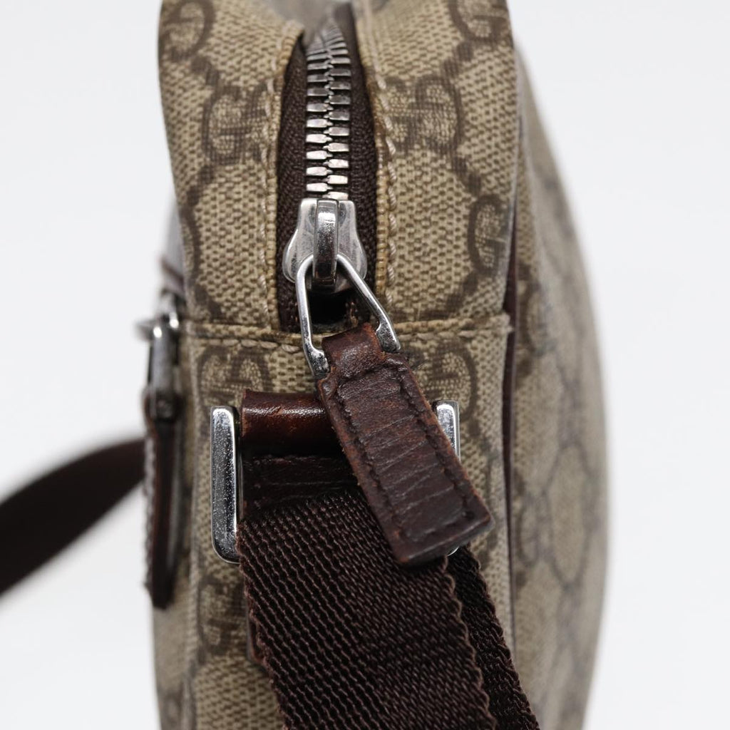 GUCCI GG Supreme Shoulder Bag PVC Leather Beige Silver 114291 87094