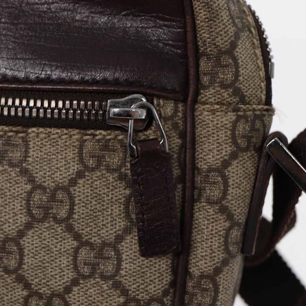 GUCCI GG Supreme Shoulder Bag PVC Leather Beige Silver 114291 87094