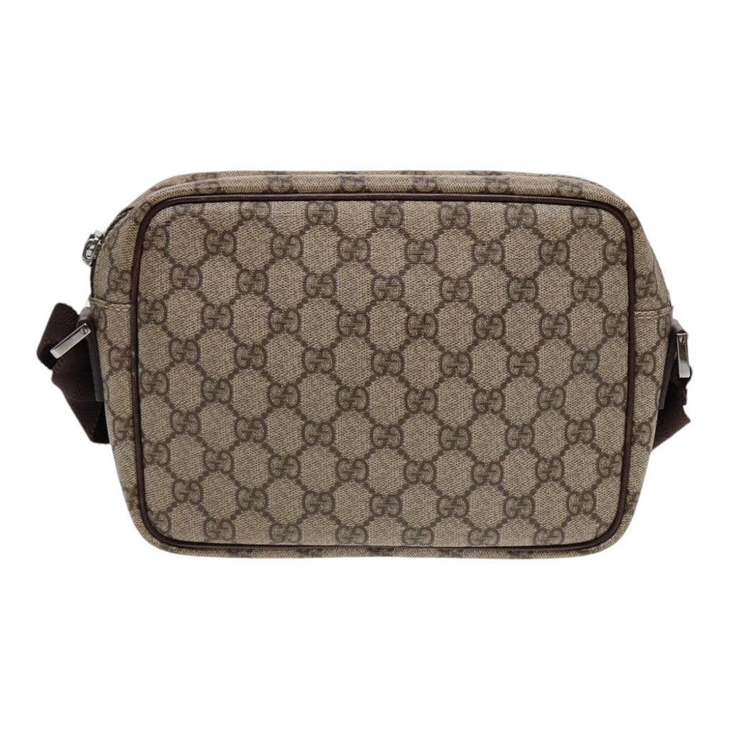 GUCCI GG Supreme Shoulder Bag PVC Leather Beige Silver 114291 87094