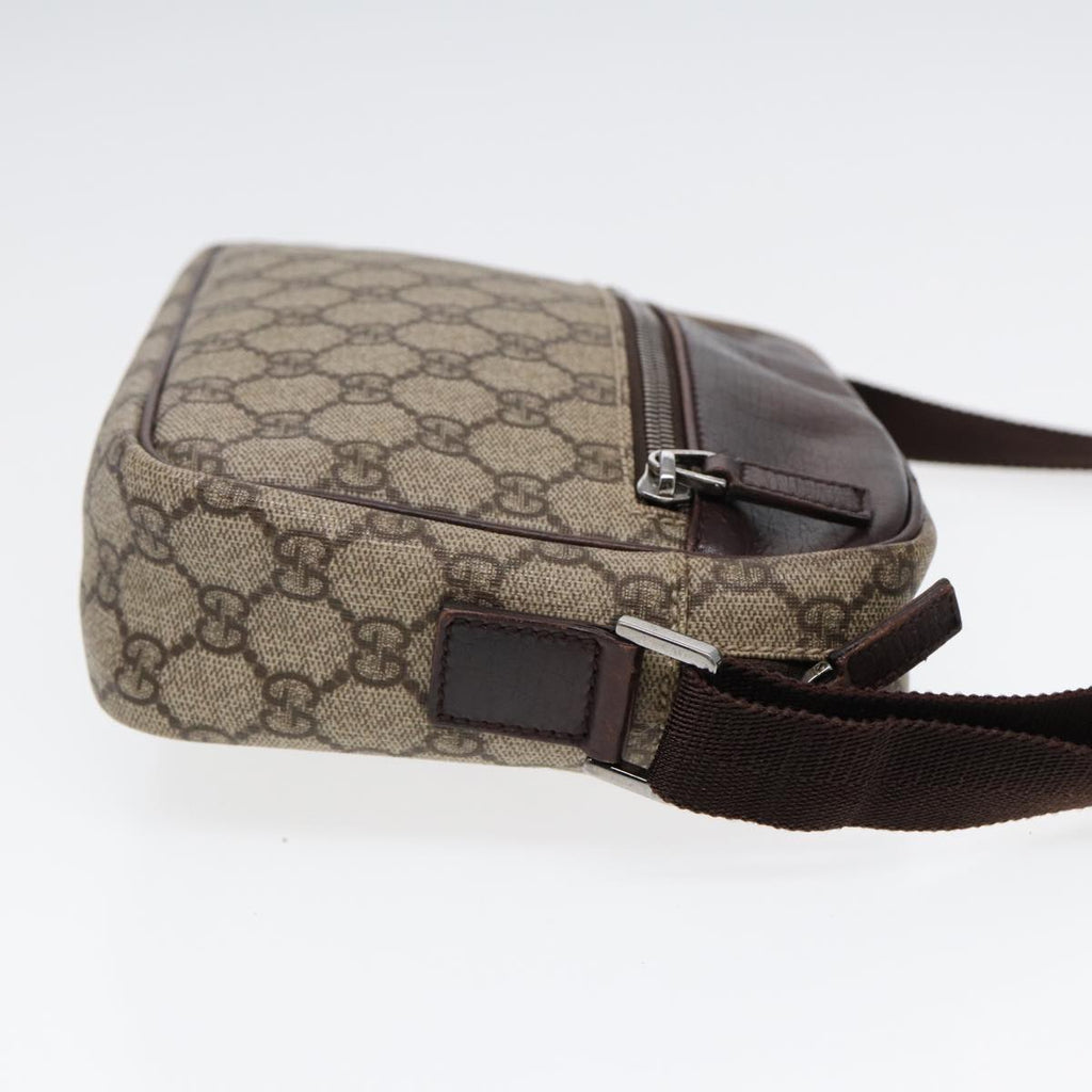 GUCCI GG Supreme Shoulder Bag PVC Leather Beige Silver 114291 87094