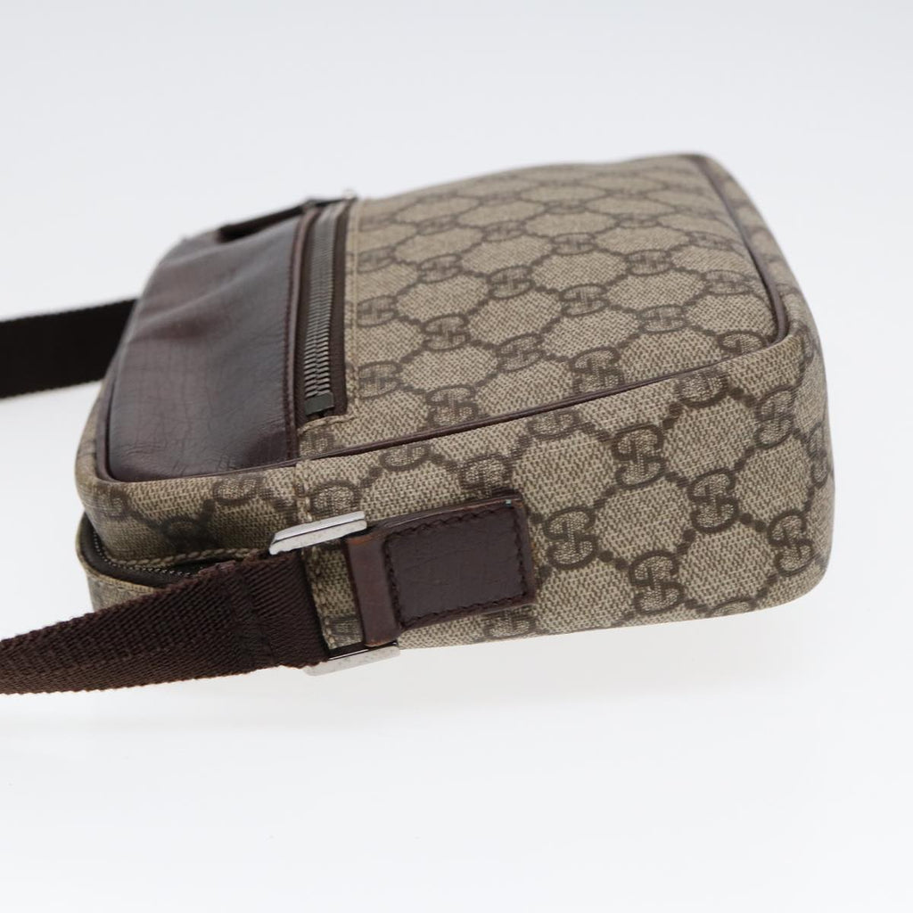 GUCCI GG Supreme Shoulder Bag PVC Leather Beige Silver 114291 87094