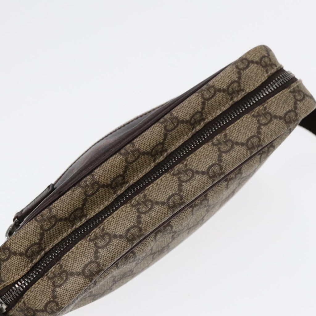 GUCCI GG Supreme Shoulder Bag PVC Leather Beige Silver 114291 87094