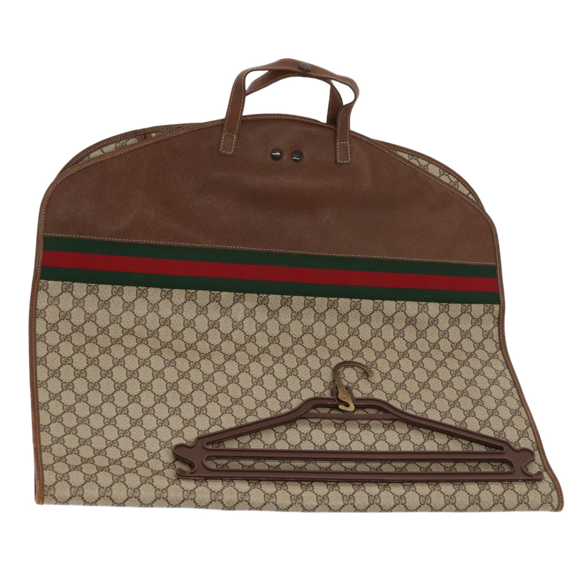 GUCCI GG Supreme Web Sherry Line Garment Cover PVC Beige Brown gold 87103