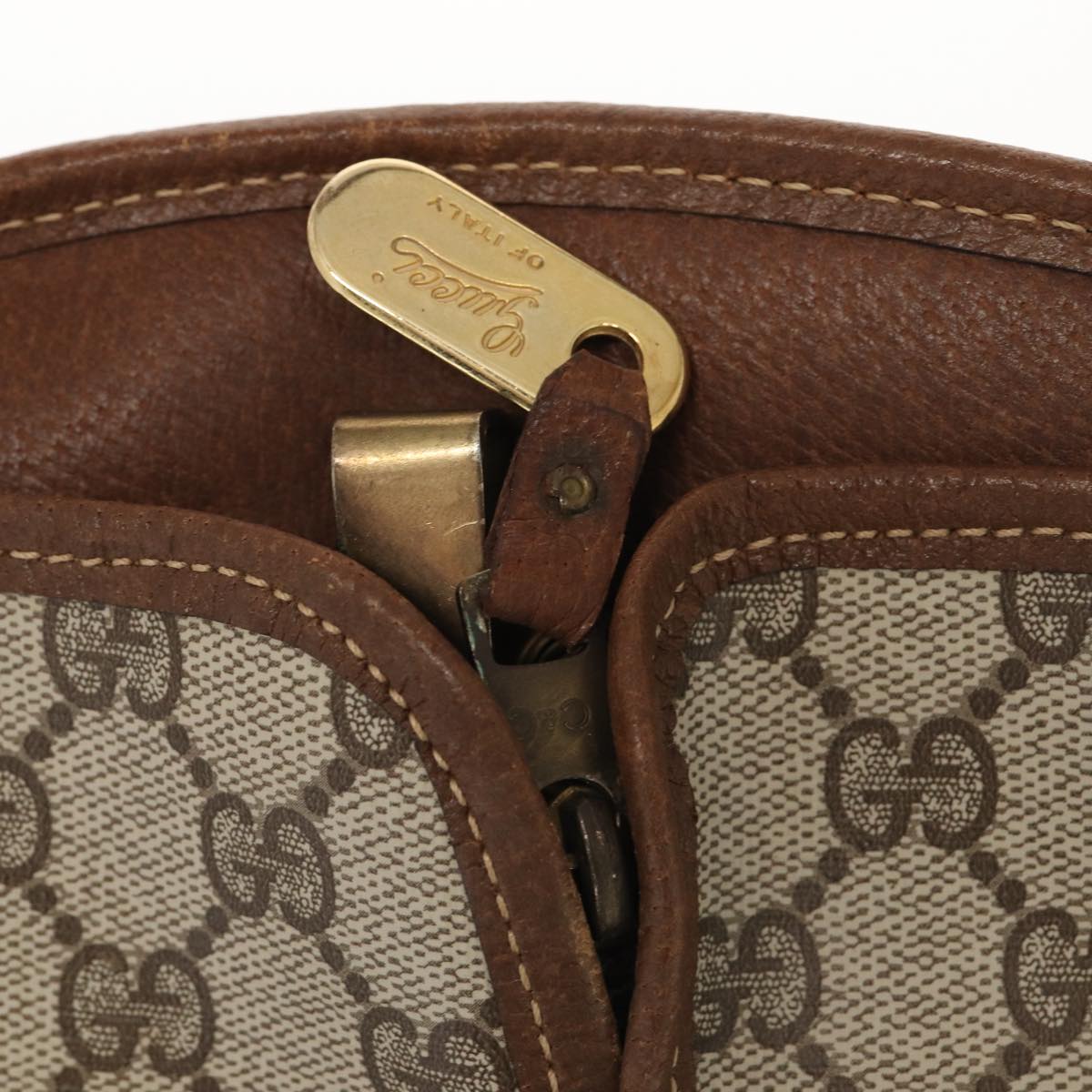 GUCCI GG Supreme Web Sherry Line Garment Cover PVC Beige Brown gold 87103