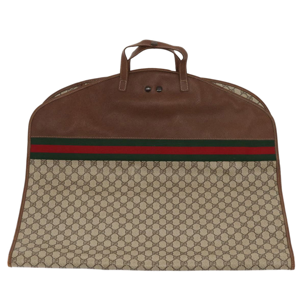 GUCCI GG Supreme Web Sherry Line Garment Cover PVC Beige Brown gold 87103