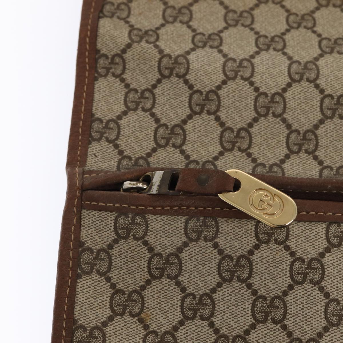 GUCCI GG Supreme Web Sherry Line Garment Cover PVC Beige Brown gold 87103