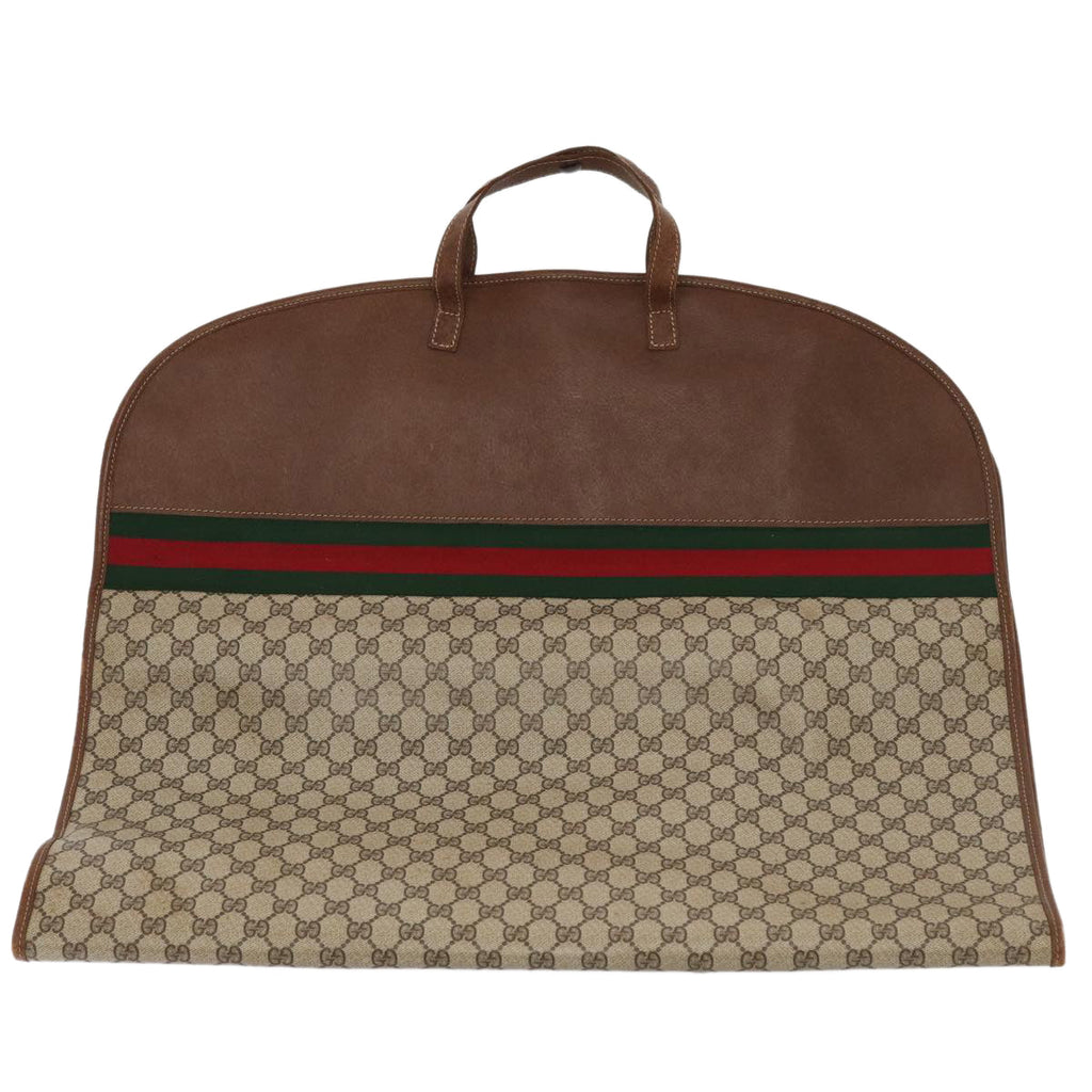GUCCI GG Supreme Web Sherry Line Garment Cover PVC Beige Brown gold 87103